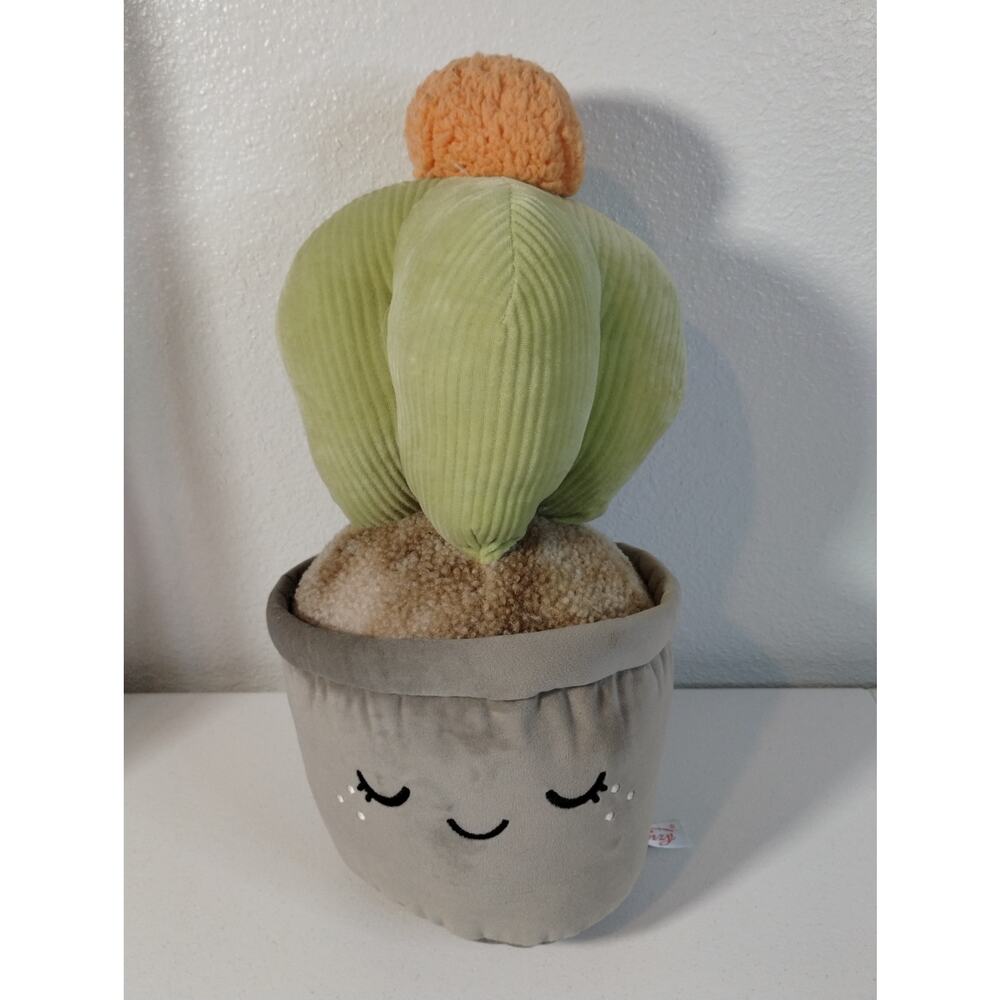 Linzy Smoochy Pals Cactus Kawaii Potted Plant Plush Stuffed Toy 17" x 9"